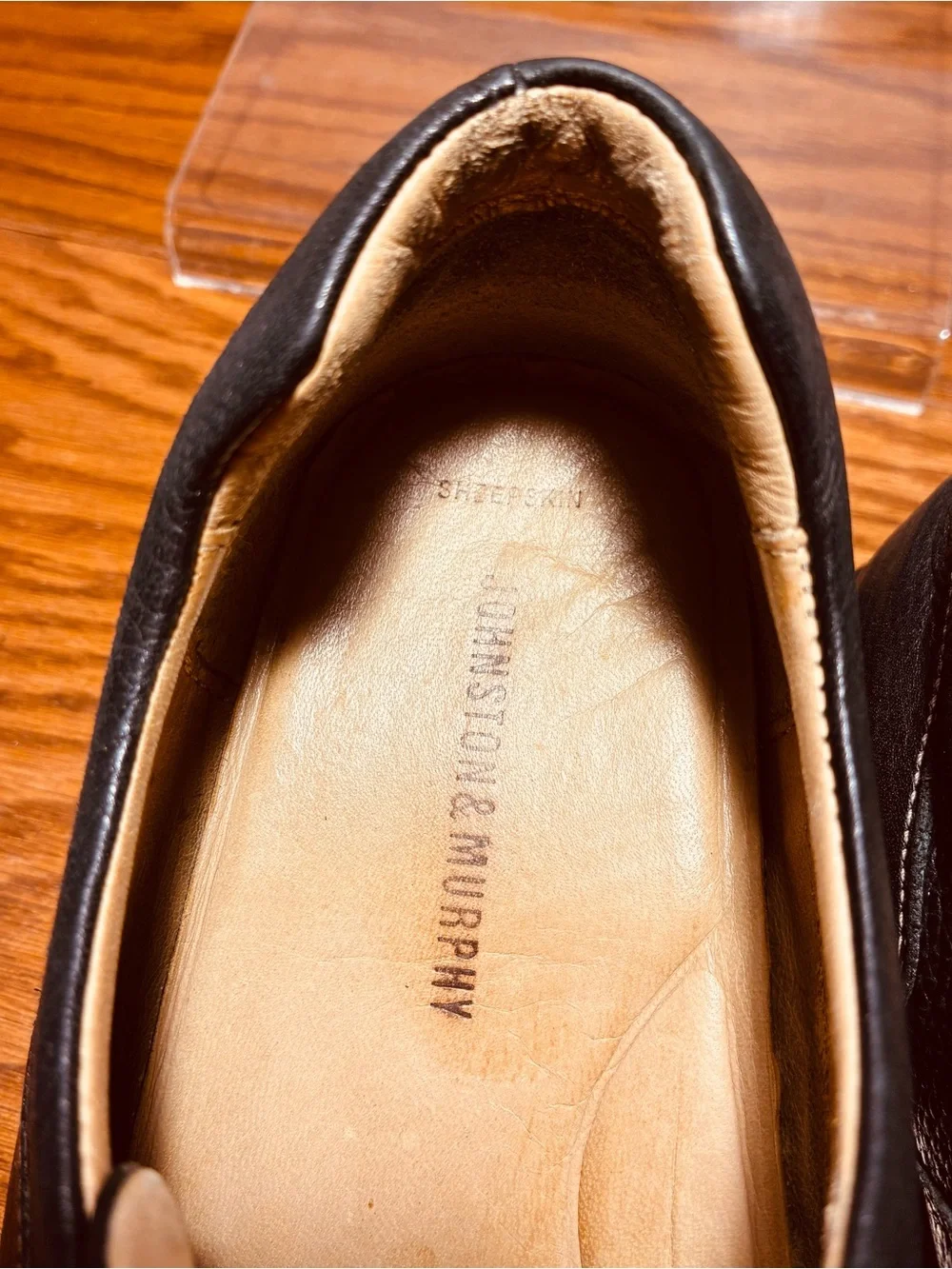 Johnston & Murphy Sheepskin Pebbled Leather Oxford Shoes Black Men’s 10.5